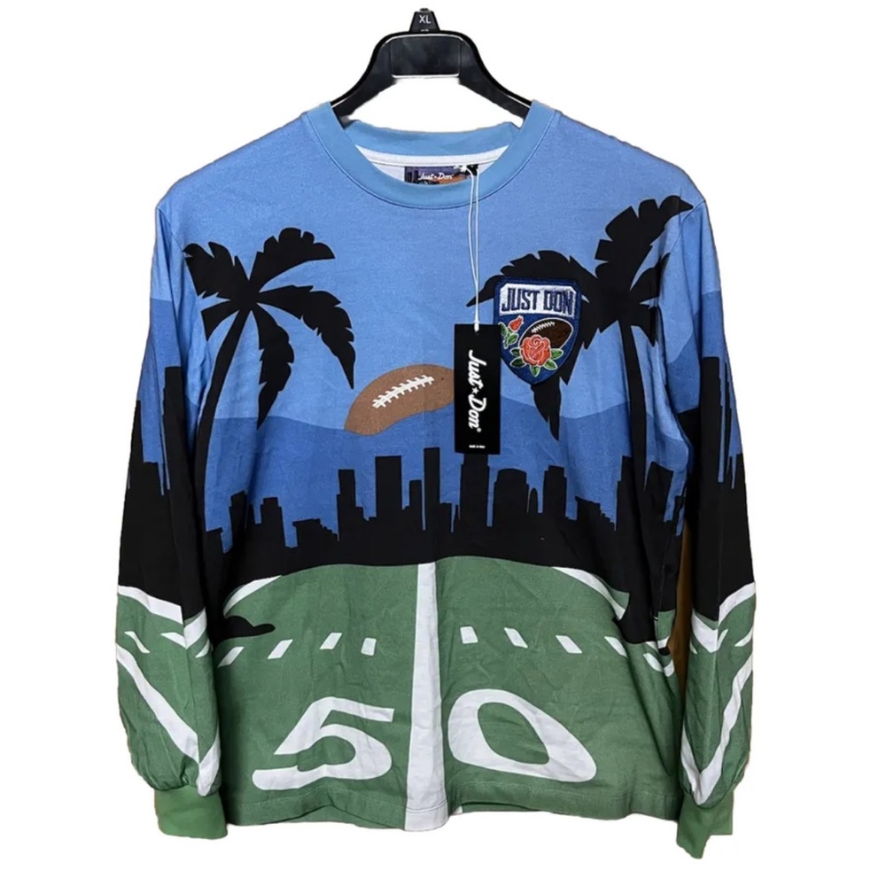 Just Don Mens Long Sleeve Football Shirt. Large